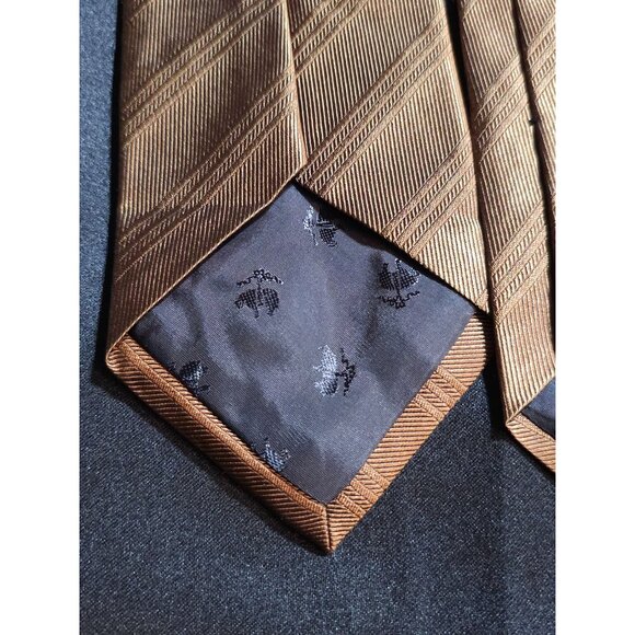 Brooks Brothers Makers 100% Silk Brown Diagonal Striped Mens Necktie Made In U.S - Picture 7 of 9